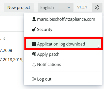 Application log